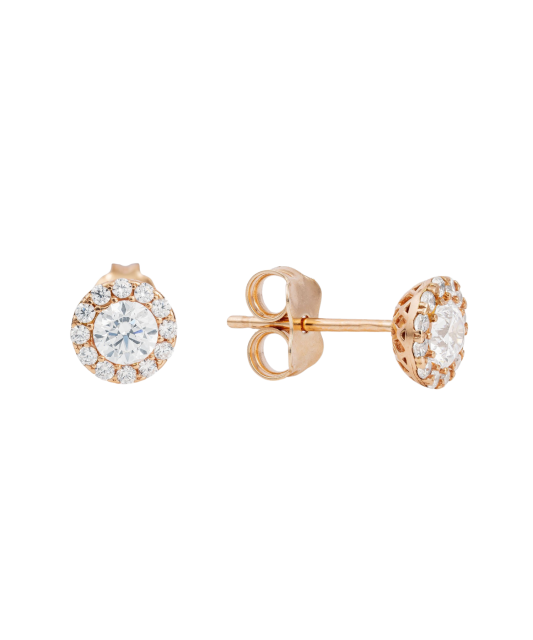 Gold earrings with zircons