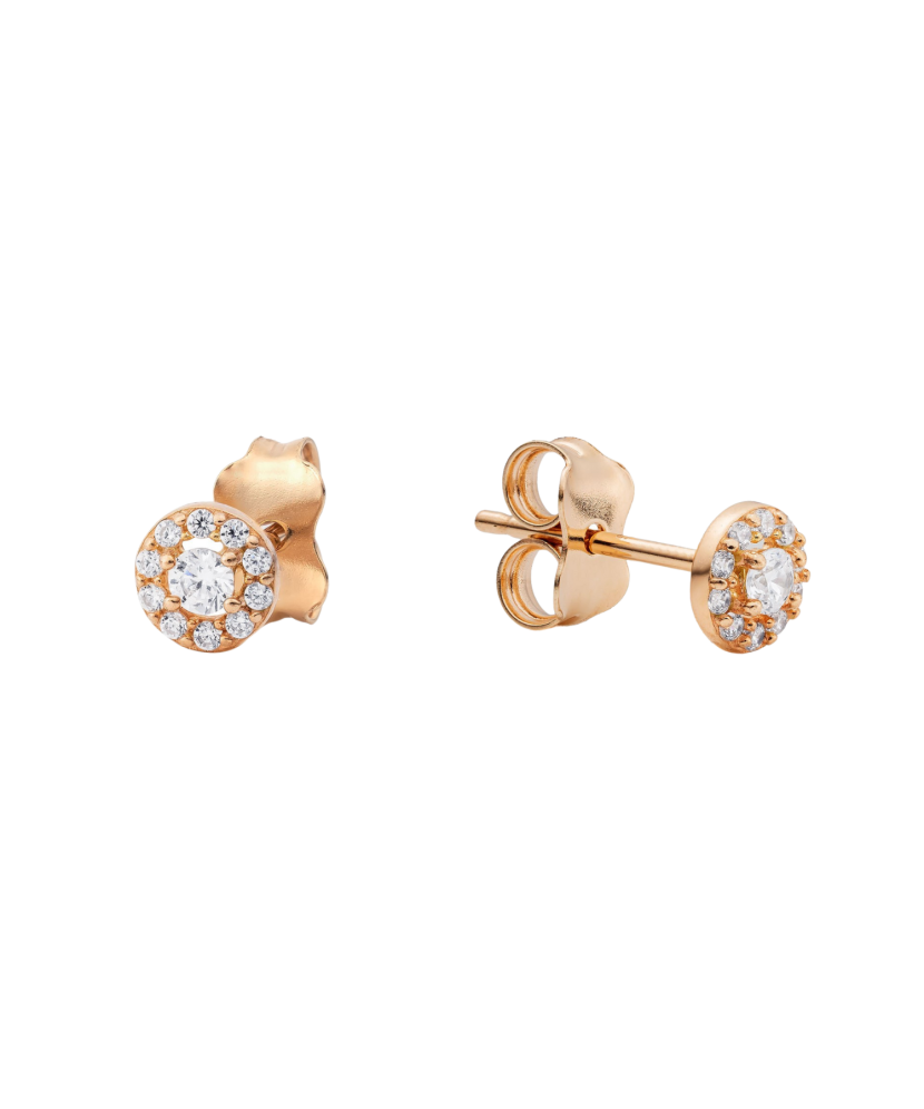 Gold earrings with zircons