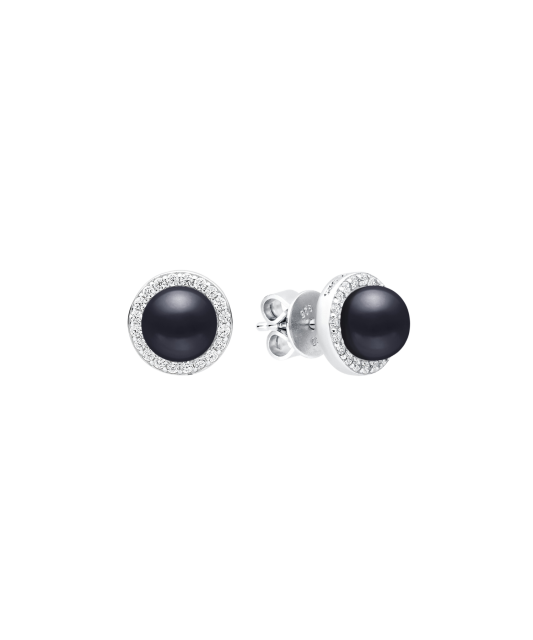 Sterling silver earrings with pearls and zircons