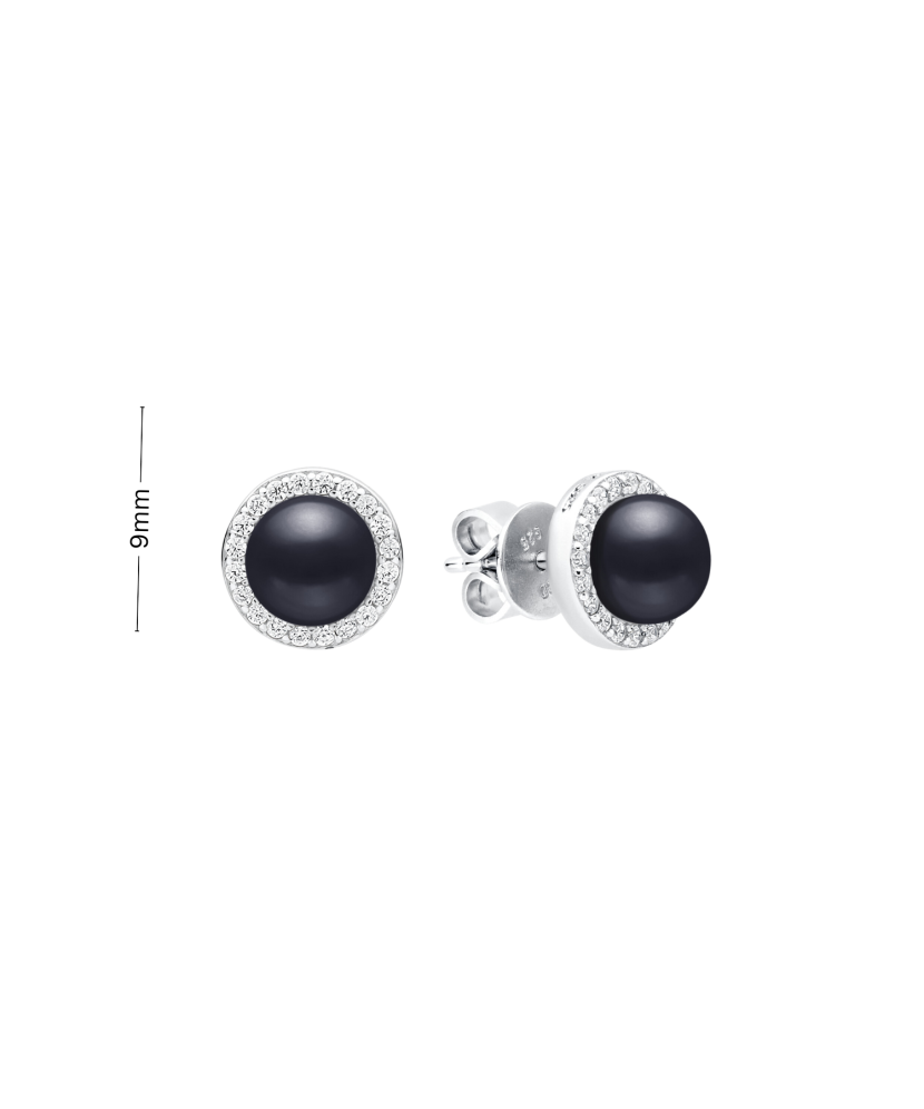 Sterling silver earrings with pearls and zircons