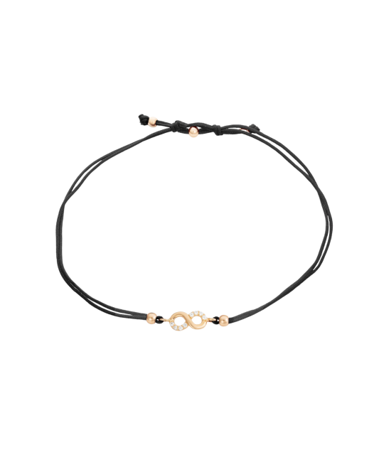 Black string bracelet with a gold pendant "Infinity"