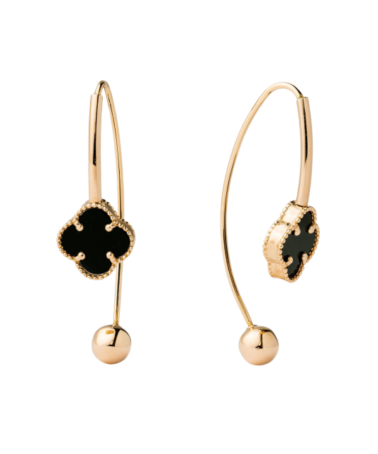 Gold earrings with enamel