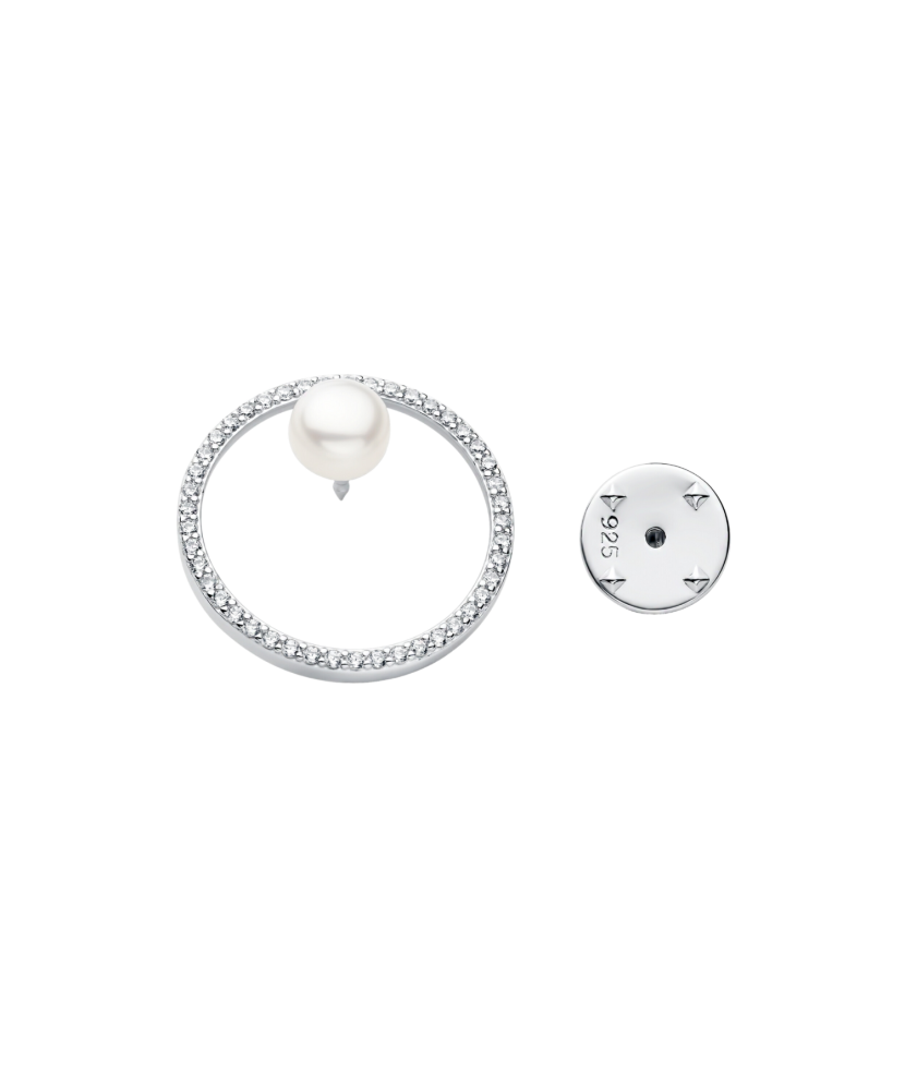 Sterling silver  brooch with pearl and zircons