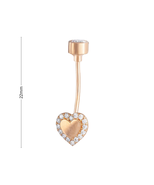 Gold Belly Button Ring with zirconium "Heart"