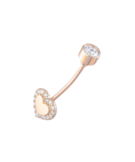 Auksinis auskaras į bambą su cirkoniais "Širdelė"  - Goldinga