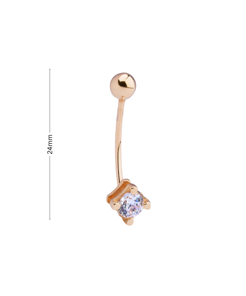 Gold Belly Button Ring with zirconium