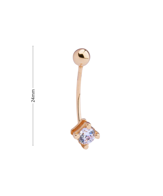 Gold Belly Button Ring with zirconium