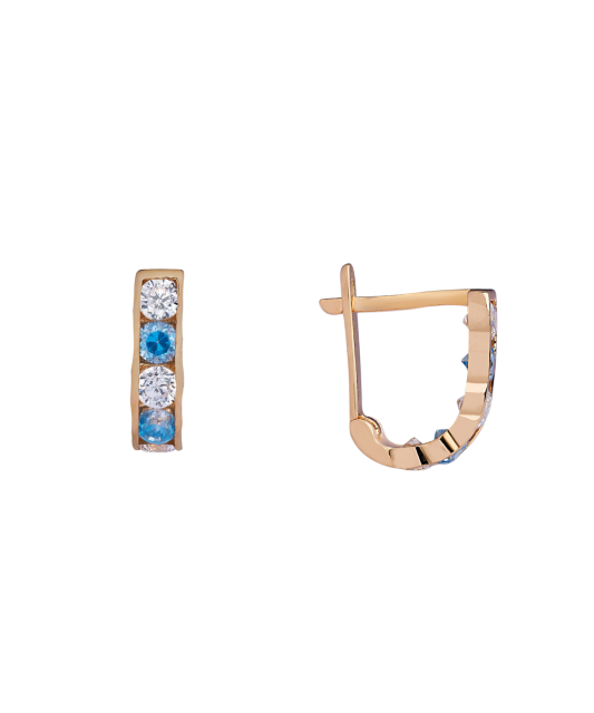 Gold children's earrings with zircons