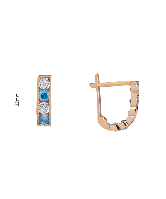 Gold children's earrings with zircons