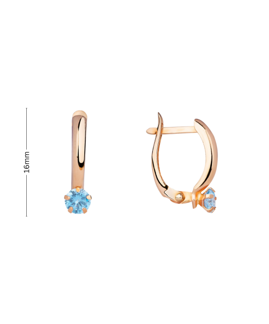 Gold earrings with zircons