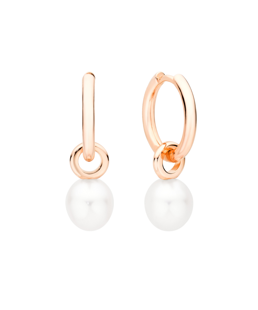 Gilded sterling silver earrings with pearls