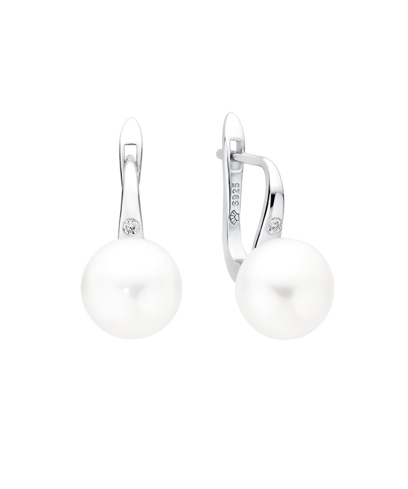 Sterling silver earrings with pearls and zirconium