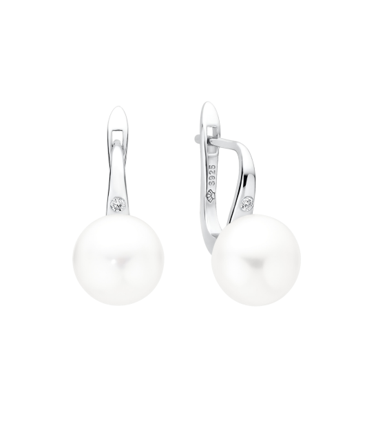 Sterling silver earrings with pearls and zirconium