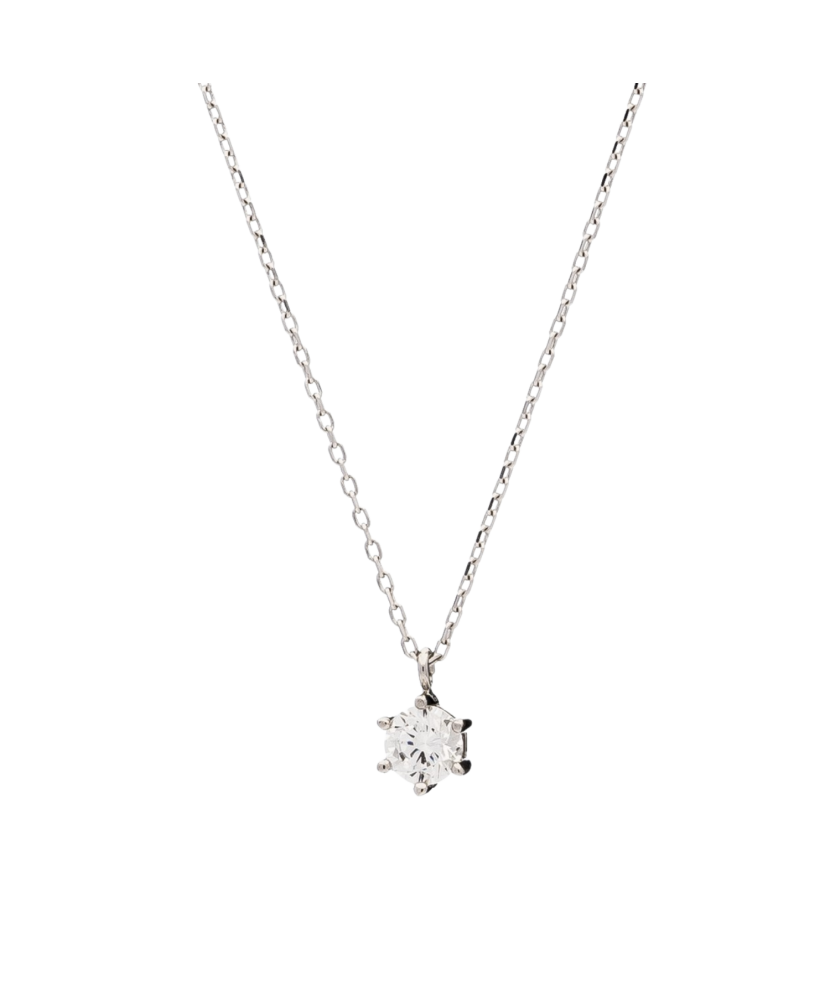 White gold chain with zirconium pendant