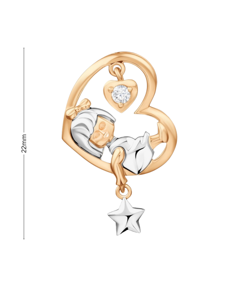 Auksinis pakabukas su cirkoniu "Mergaitė mėnulyje"  - Goldinga