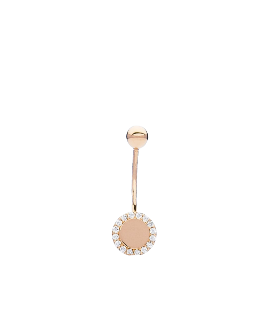 Gold Belly Button Ring with zircons