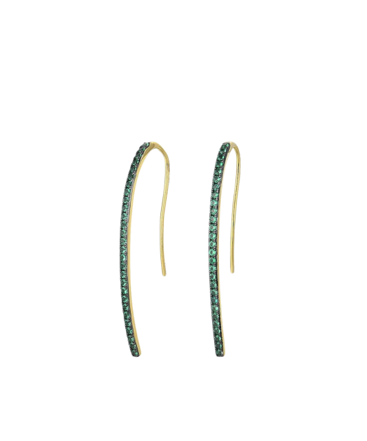 Gilded sterling silver earrings with zircons and spinels