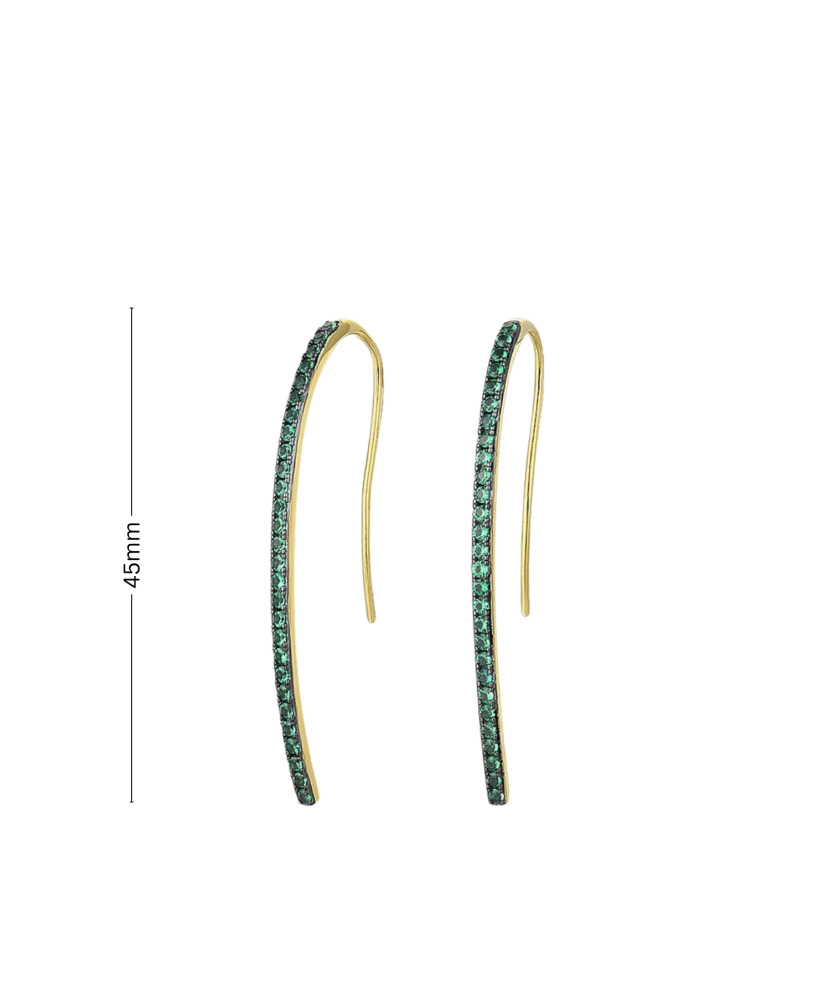 Gilded sterling silver earrings with zircons and spinels