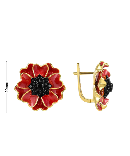 Gilded sterling silver earrings with zircons and enemal