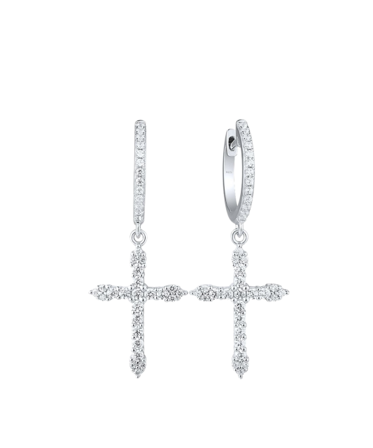 Sterling silver earrings with zircons "Crosses"