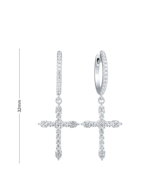 Sterling silver earrings with zircons "Crosses"