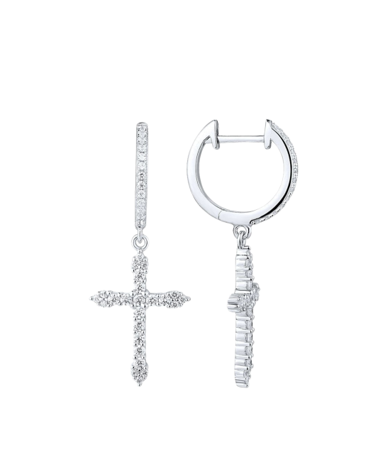 Sterling silver earrings with zircons "Crosses"