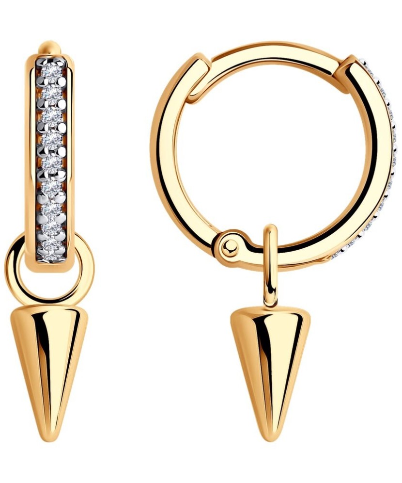 Gilded sterling silver earrings with zircons