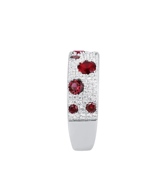 Sterling Silver ring with zircons and nano ruby