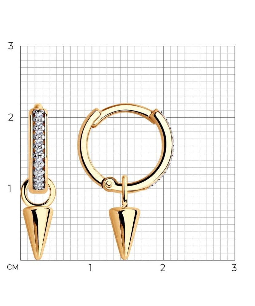 Paauksuoti sidabriniai auskarai su cirkoniais - Sidabriniai auskarai - Goldinga