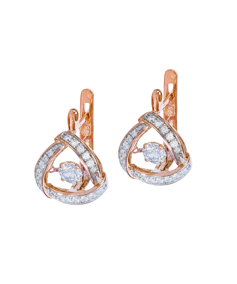 Gilded sterling silver earrings with zircons