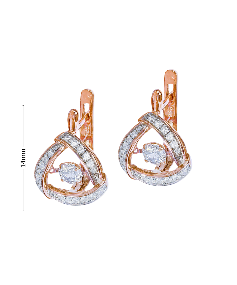 Gilded sterling silver earrings with zircons