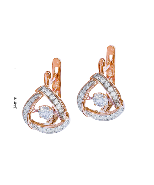 Gilded sterling silver earrings with zircons