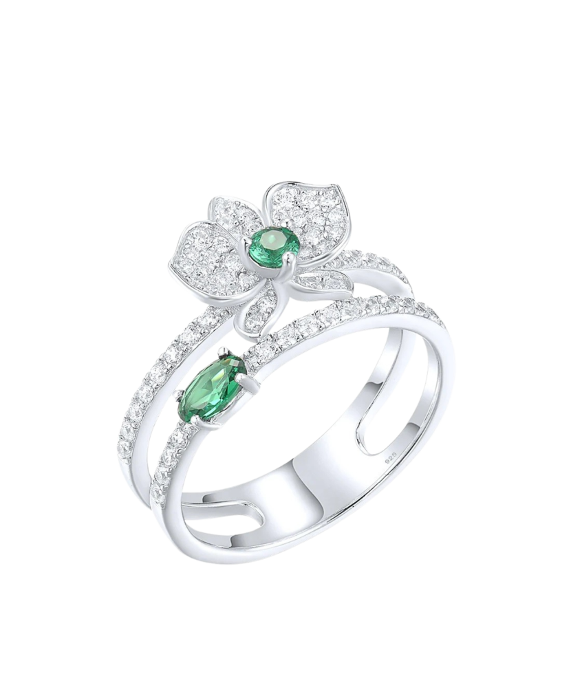 Sidabrinis žiedas su cirkoniais ir špineliais  - Goldinga