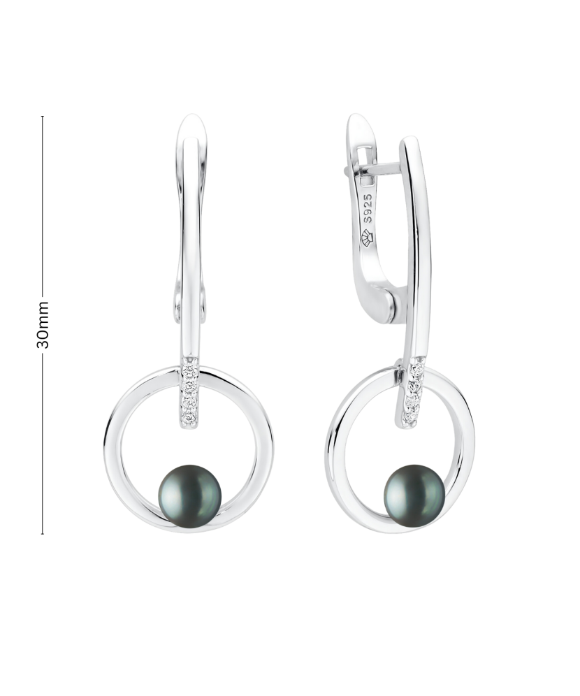 Sterling silver earrings with pearls and zircons