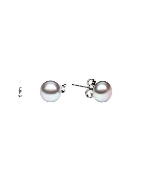 Sterling silver earrings with pearls 8 mm