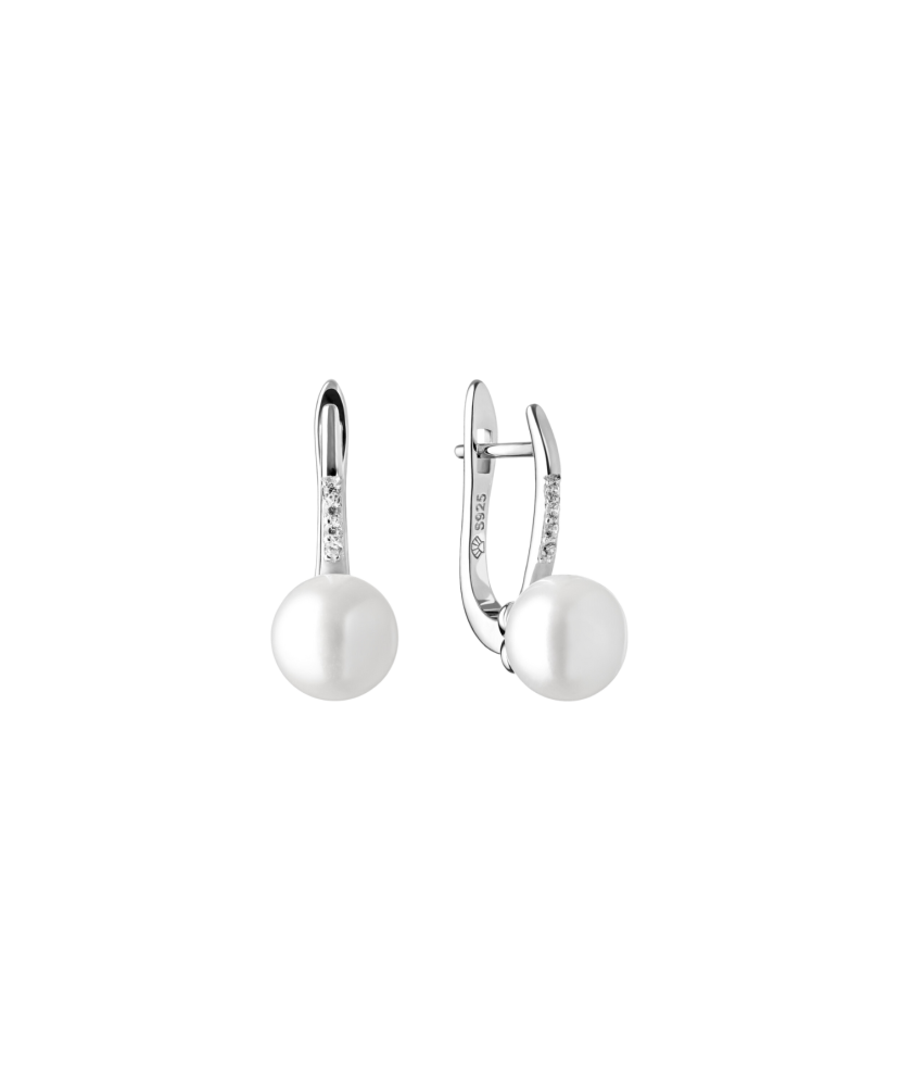 Sterling silver earrings with natural pearls