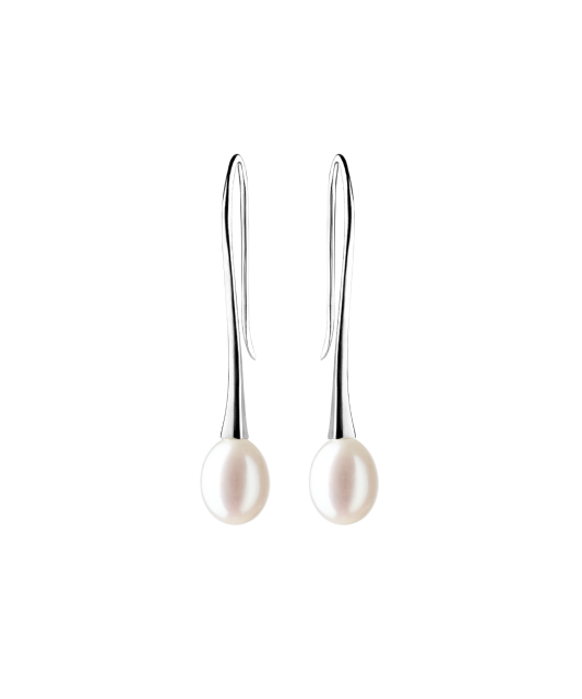 Sterling silver earrings with natural pearl