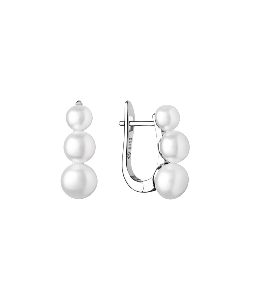 Sterling silver earrings with natural pearls