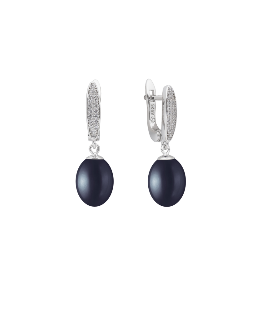 Sterling silver earrings with pearls and zircons