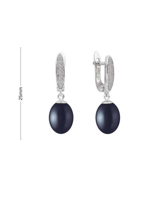 Sterling silver earrings with pearls and zircons