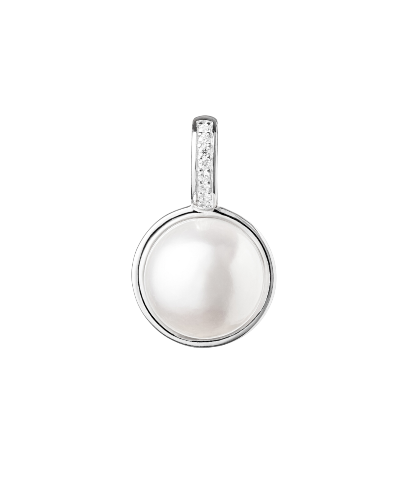 Sterling silver pendant with pearl and zircons