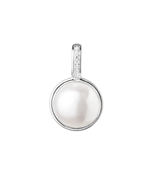 Sterling silver pendant with pearl and zircons