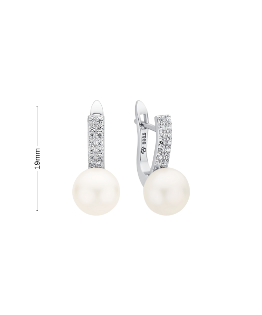 Sterling silver earrings with pearls and zircons