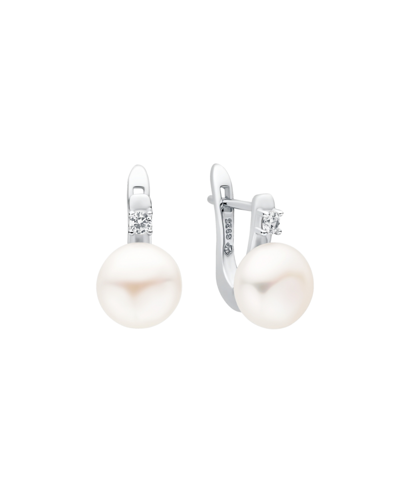 Sterling silver earrings with pearls and zircons