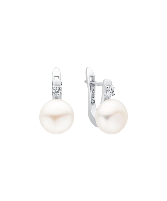 Sterling silver earrings with pearls and zircons