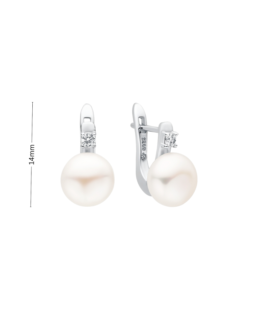 Sterling silver earrings with pearls and zircons