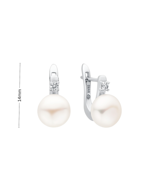 Sidabriniai Auskarai Su Perlais ir cirkoniais  - Goldinga