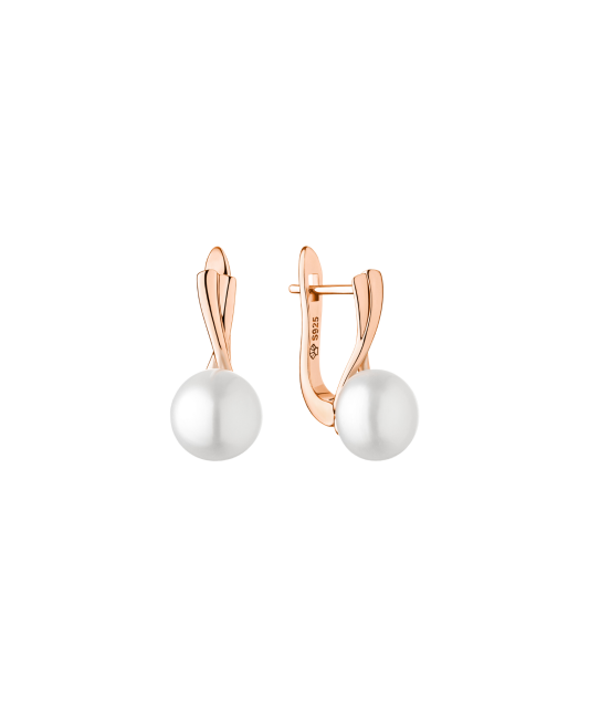 Gilded sterling silver earrings with pearls