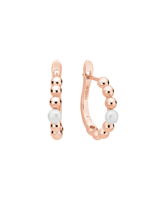 Gilded sterling silver earrings with pearls