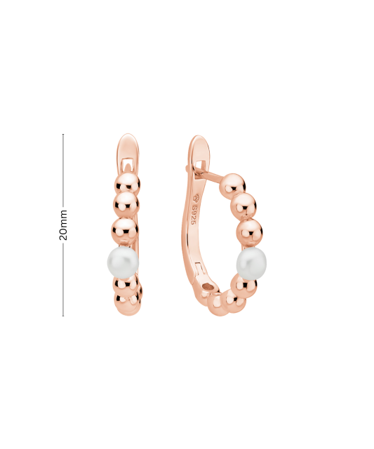 Gilded sterling silver earrings with pearls